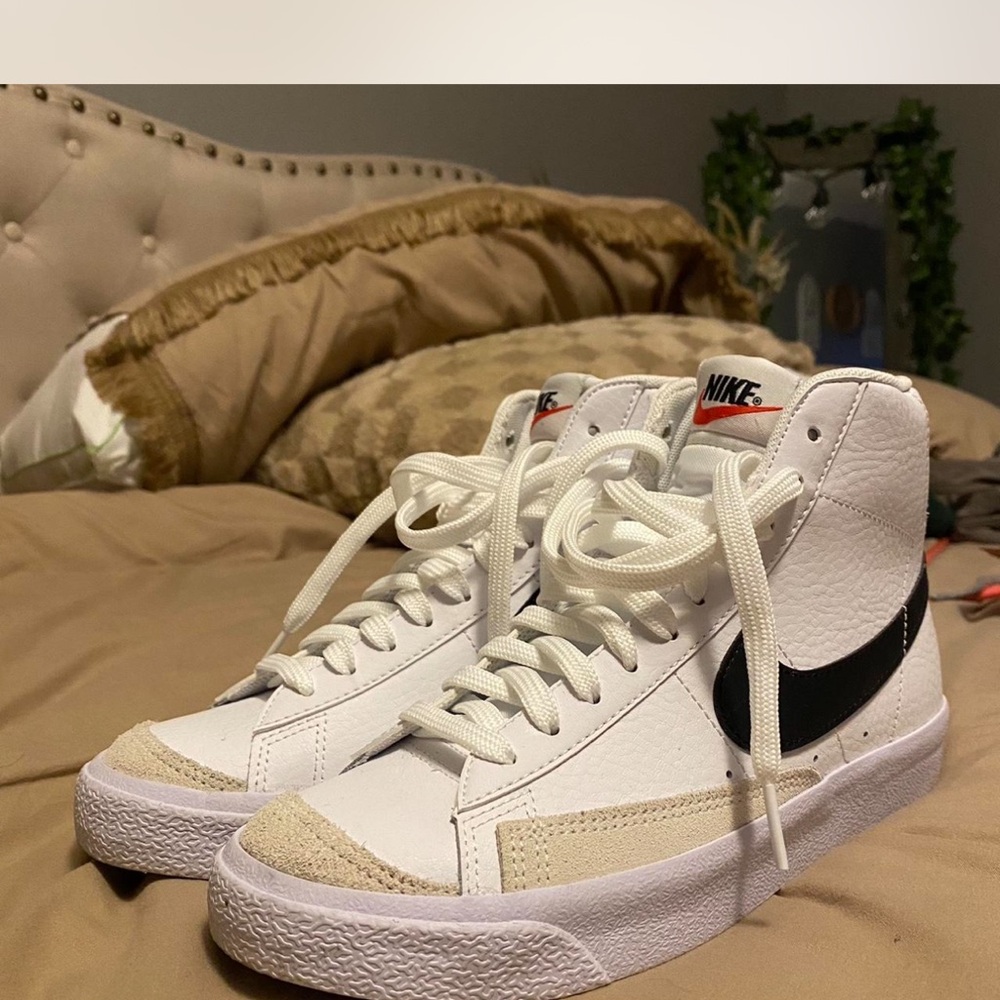 Nike White and Black High-Top Sneakers